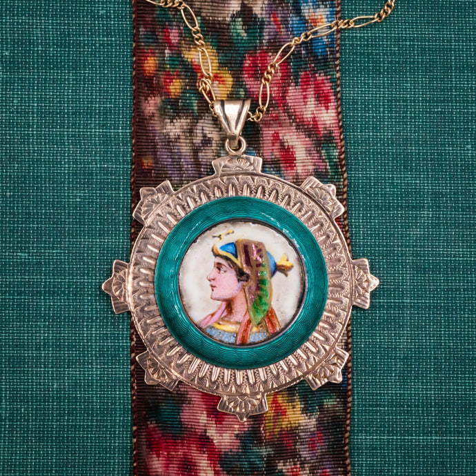 Victorian Egyptian Revival Enameled Pendant