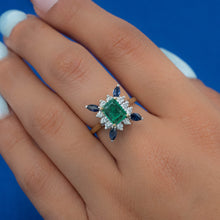 Colombian Emerald, Sapphire & Diamond Ring