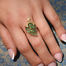 Emerald Grape Cluster Cocktail Ring c1960