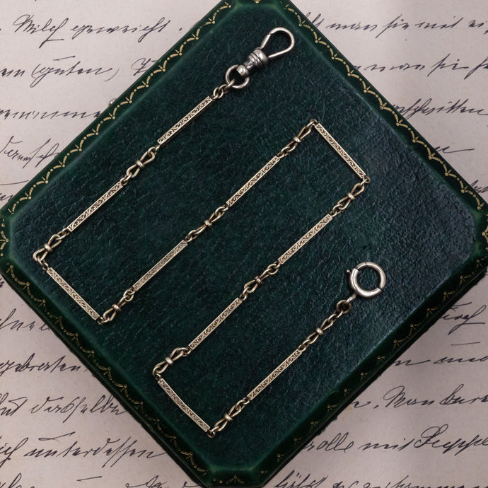 Carved Baton Link Watch Chain 1910