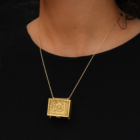 Gold Filigree Locket with Miniature Quran