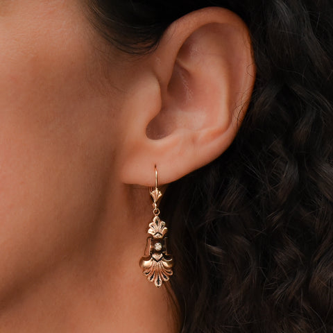 Victorian Taille d'Epargne Enamel Dangle Earrings c1870
