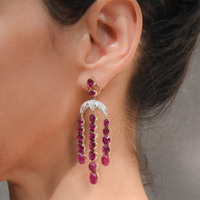 Ruby & Diamond Waterfall Chandelier Earrings