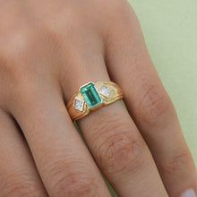 Emerald and Diamond Gold Ring c1980