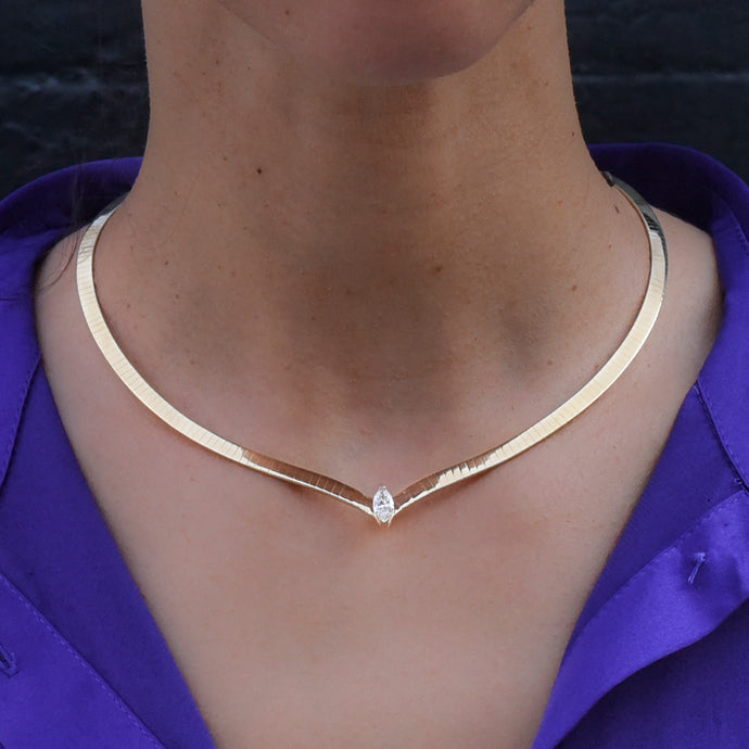 Marquise Diamond Omega Collar Necklace c1980