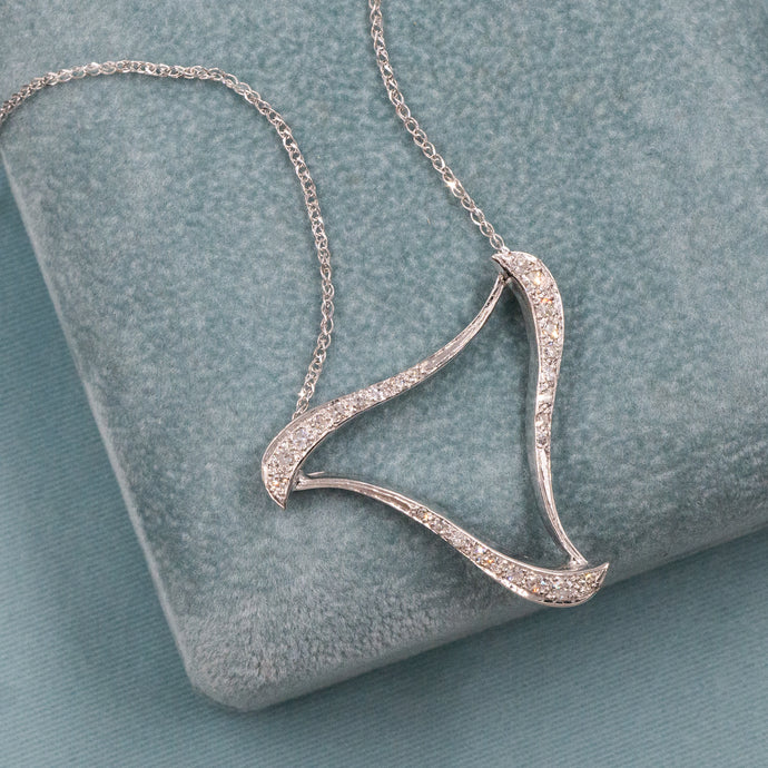 Mid-century Pavé Diamond Triangle Necklace