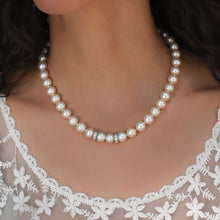 Pearl Necklace with Diamond Rondelles