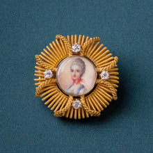 Hand-Painted Diamond Portrait Brooch