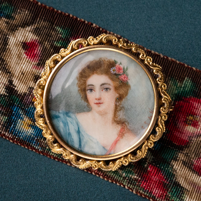 Hand-Painted Portrait Brooch c. 1900s
