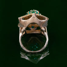 Emerald & Black Enamel Cocktail Ring