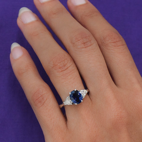 Sapphire and Trillion Diamond Ring