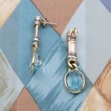 Tri-tone Blue Topaz Dangle Earrings