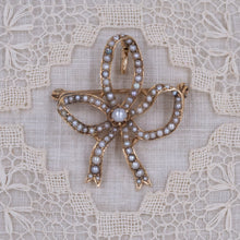 Antique Seed Pearl Bow Pin-Pendant c1910