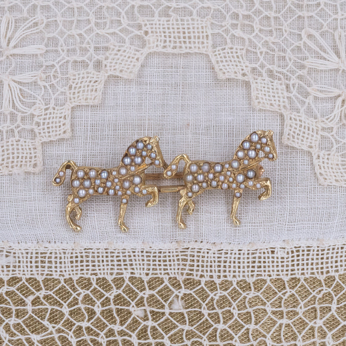 Antique Pearl Equestrian Bar Pin c1910