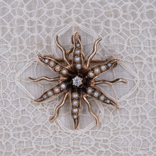Starburst Diamond & Pearl Pin/Pendant c1905