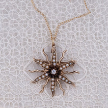 Starburst Diamond & Pearl Pin/Pendant c1905