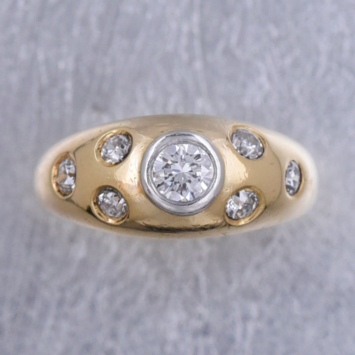 Two-Tone Diamond Bombé Ring c1980