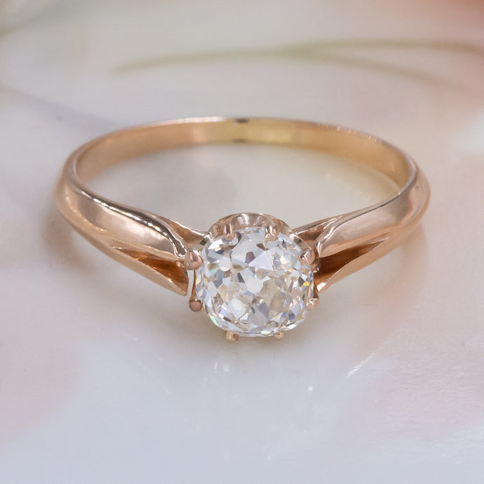 Antique 1.15 Carat Old Mine Rose Gold Solitaire