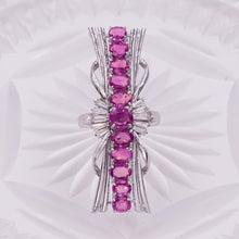 Pink Sapphire & Diamond Elongated Cocktail Ring c1960