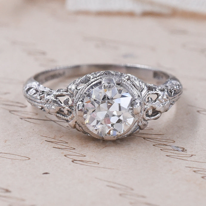 Art Deco One Carat Diamond Filigree Ring