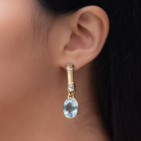 Tri-tone Blue Topaz Dangle Earrings