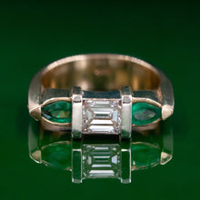 Modern Diamond and Emerald Elevated Band c1980