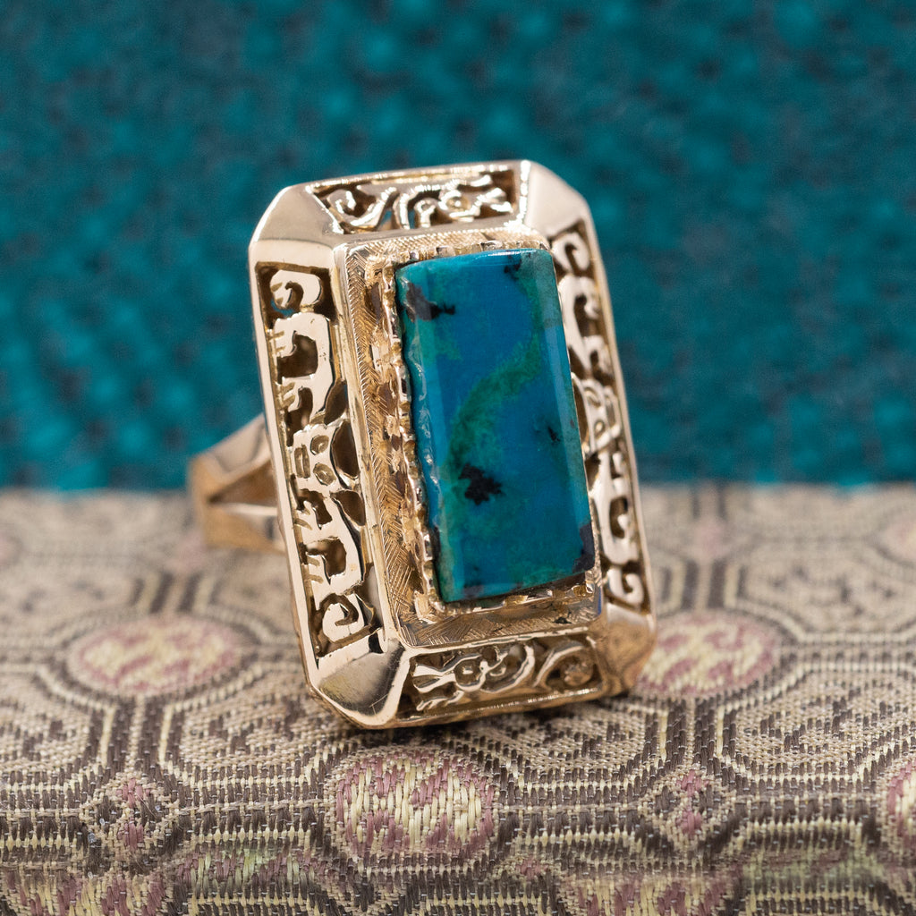 18k Mayan-Inspired Cocktail Ring – Pippin Vintage Jewelry