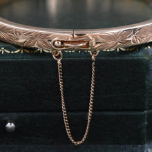 Gold Bangle with Carved Leaves c1970