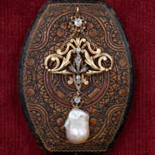 Art Nouveau Diamond & Baroque Pearl Pendant