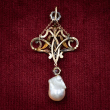 Art Nouveau Diamond & Baroque Pearl Pendant