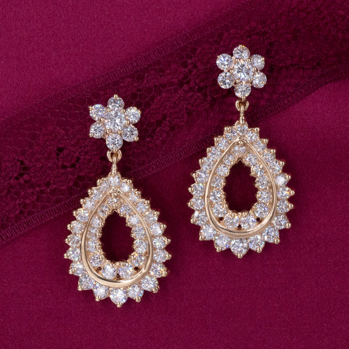 Diamond-Studded Pear Drop Earrings
