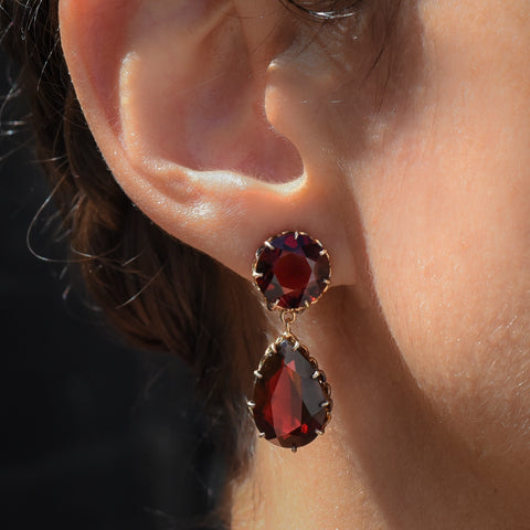 Fine Garnet Dangle Earrings c1950