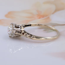 Old European Diamond Gold Filigree Solitaire c1910