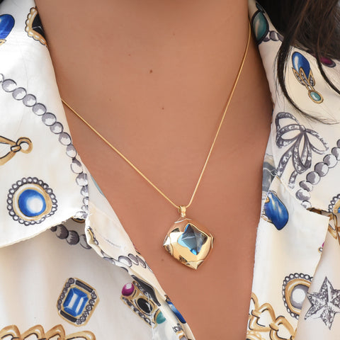 BVLGARI Blue Topaz Pyramid Pendant