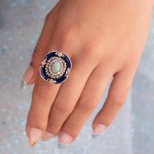 Portuguese Cobalt Blue Enamel & Opal Ring