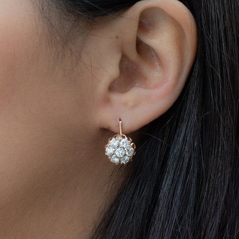 Soviet-Made Diamond Cluster Earrings