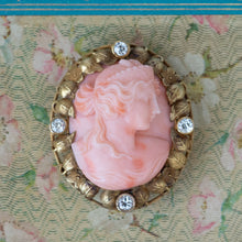 Antique Coral & Diamond Cameo Brooch/Pendant