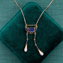 Imperial Lapis & Pearl Lavaliere c1910