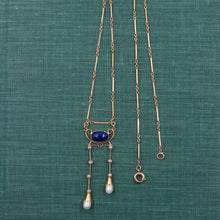 Imperial Lapis & Pearl Lavaliere c1910