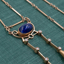 Imperial Lapis & Pearl Lavaliere c1910