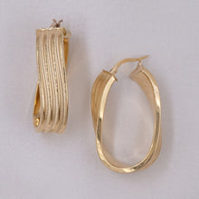 Gold Flat Twist Hoop Earrings