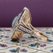 Portuguese Cobalt Blue Enamel & Opal Ring