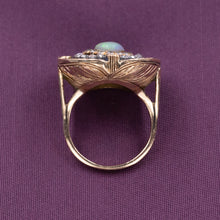 Portuguese Cobalt Blue Enamel & Opal Ring