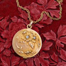 Floral Repoussé Gold Locket c1870