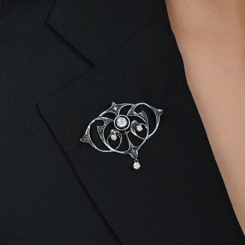 Art Nouveau Diamond Brooch c1890