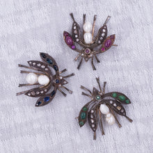 Antique Multi-Gem Bug Pin Set