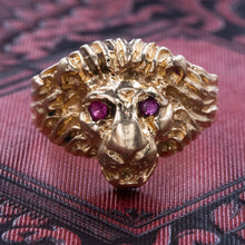 Lion Ring with Ruby Eyes c1980