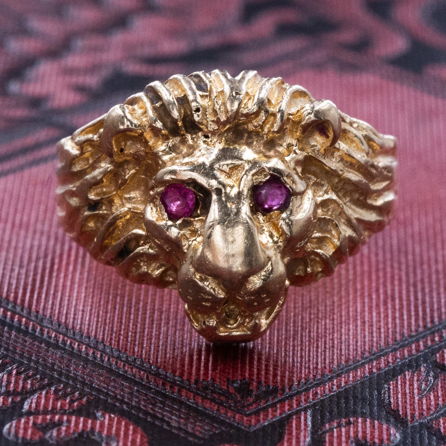 Lion Ring with Ruby Eyes c1980