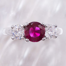 Burma Ruby and Diamond Three Stone Ring