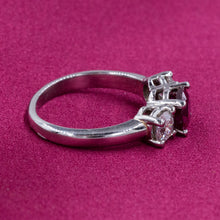 Burma Ruby and Diamond Three Stone Ring